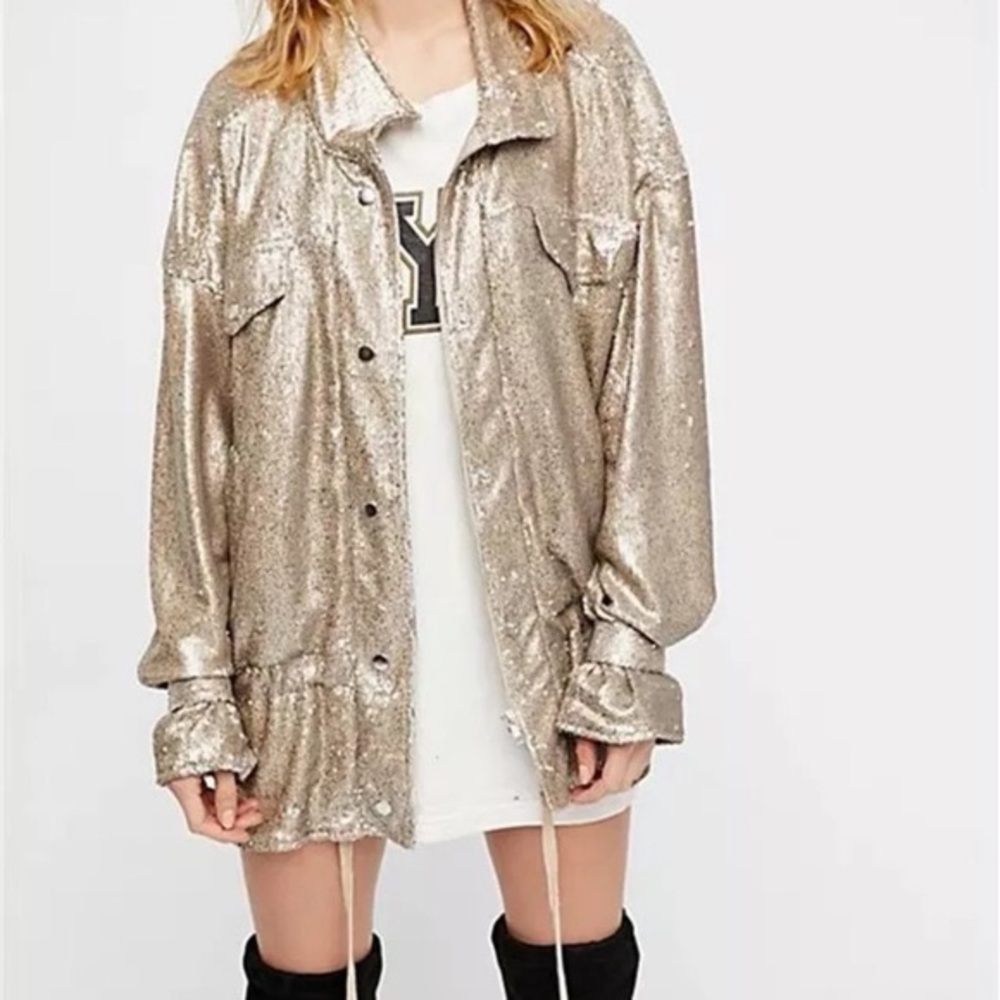 Free people sequined slouchy jacket